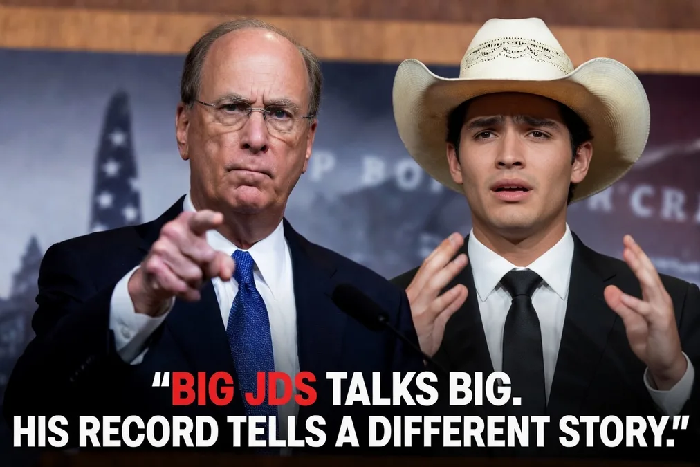 Image: BIG JDS TALKS BIG. HIS RECORD TELLS A DIFFERENT STORY.